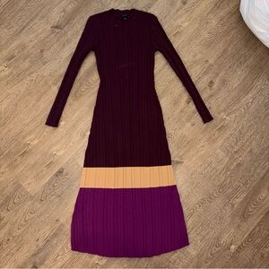 Ann Taylor Burgundy and Purple Long Sleeve Dress